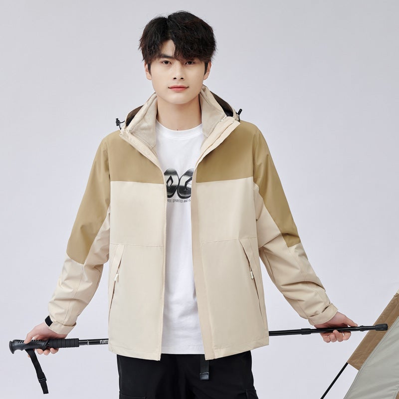 New Three-In-One Charge Clothes For Men And Women Outdoor Two-Piece Windproof Warm Jacket Waterproof Mountaineering Suit Printed Logo - Image 1