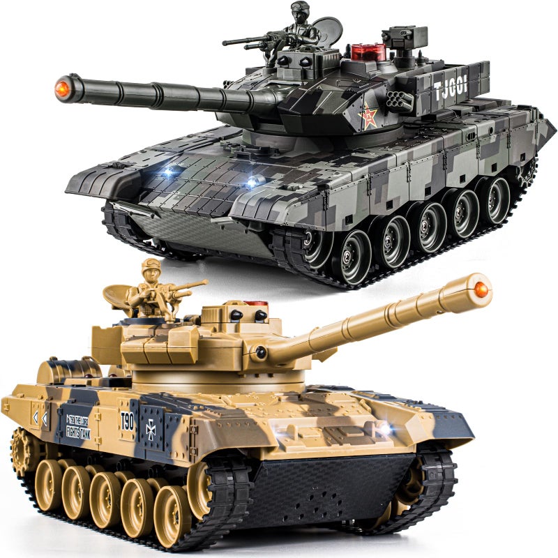 Supdex 124 RC Battle Tank Set Remote Control Chinese Type 99 and Russian T90 Army Toy That Shoots for Kids and Adults 24G RC Vehicle Model Tank 6 Year Old with Sound Smoke and Lights - Image 2