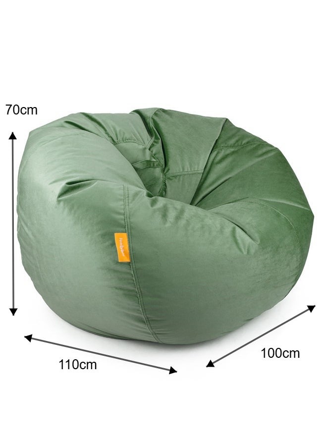 Jumbble Suede Bean Bag with Filling | Ultimate Indoor Lounging Chair for All Ages | Velvet Soft Fabric | Filled with Polystyrene Beads(XXL, Army Green)70 X 100 X 110cm - Image 4