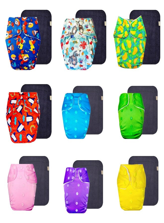 Dumbledo Premium Cloth Diaper with Black Insert (Pack of 9) | Soft & Gentle | Leakproof | Quick Dry | Designed by Moms | 3 Months - 3 Years | Unisex Baby - Image 1