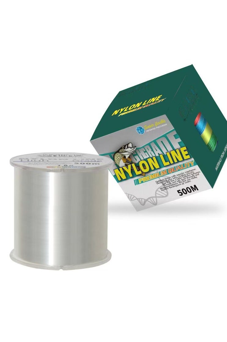 NYLON LINE Nylon String Fishing Line Cord Clear Fluorocarbon Strong Monofilament Wire Flexible Wear-resistant Super Pulling Force Cut for Hanging Decorations Beading Crafts Kite 500M Nylon String - Image 1