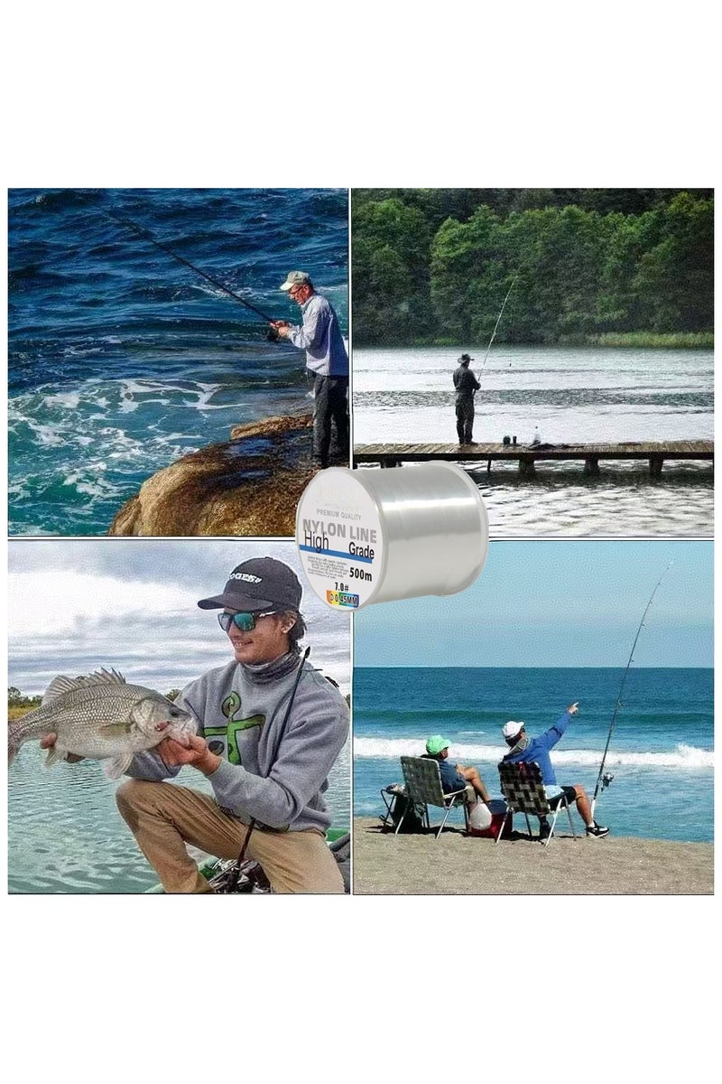NYLON LINE Nylon String Fishing Line Cord Clear Fluorocarbon Strong Monofilament Wire Flexible Wear-resistant Super Pulling Force Cut for Hanging Decorations Beading Crafts Kite 500M Nylon String - Image 5