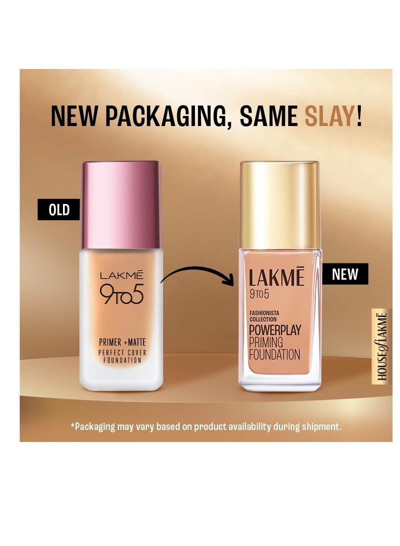لاكمي برايمر لاكمي 9 إلى 5 بتغطية مثالية غير لامعة، كريم أساس سائل بتغطية كاملة، يحتوي على برايمر مدمج لمكياج يدوم طويلاً، عاجي رائع، 25 مل - Image 2