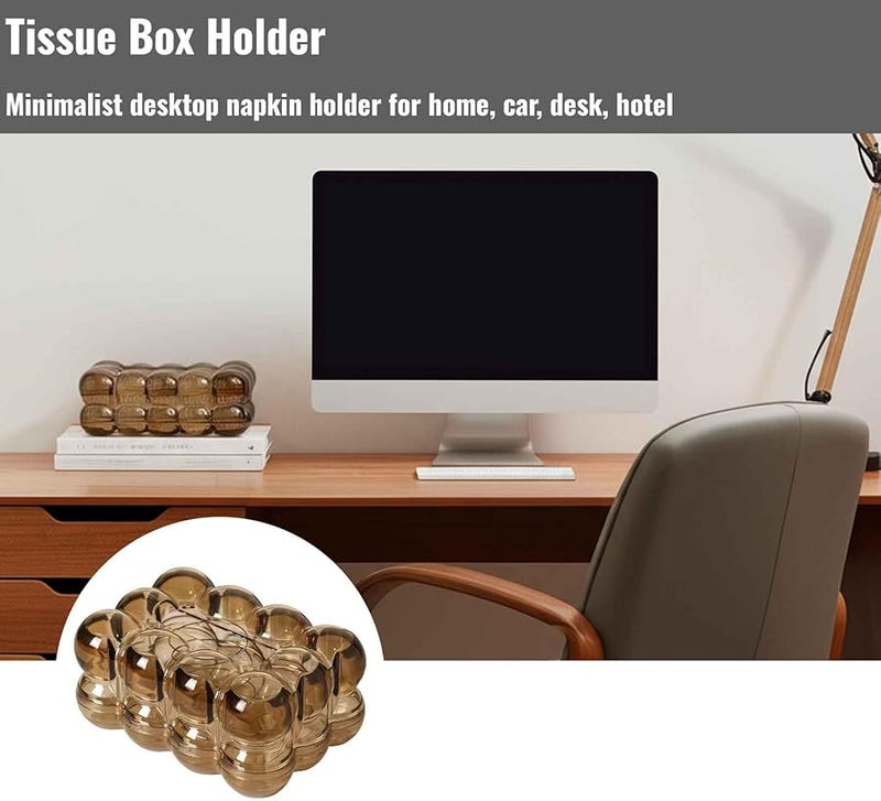 حامل مناديل من البولي إيثيلين تيريفثاليت (PET) بلون كهرماني بتصميم سحابي لتخزين طاولة القهوة في غرفة المعيشة ومكتب المكتب - Image 3