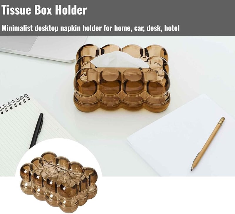 حامل مناديل من البولي إيثيلين تيريفثاليت (PET) بلون كهرماني بتصميم سحابي لتخزين طاولة القهوة في غرفة المعيشة ومكتب المكتب - Image 4