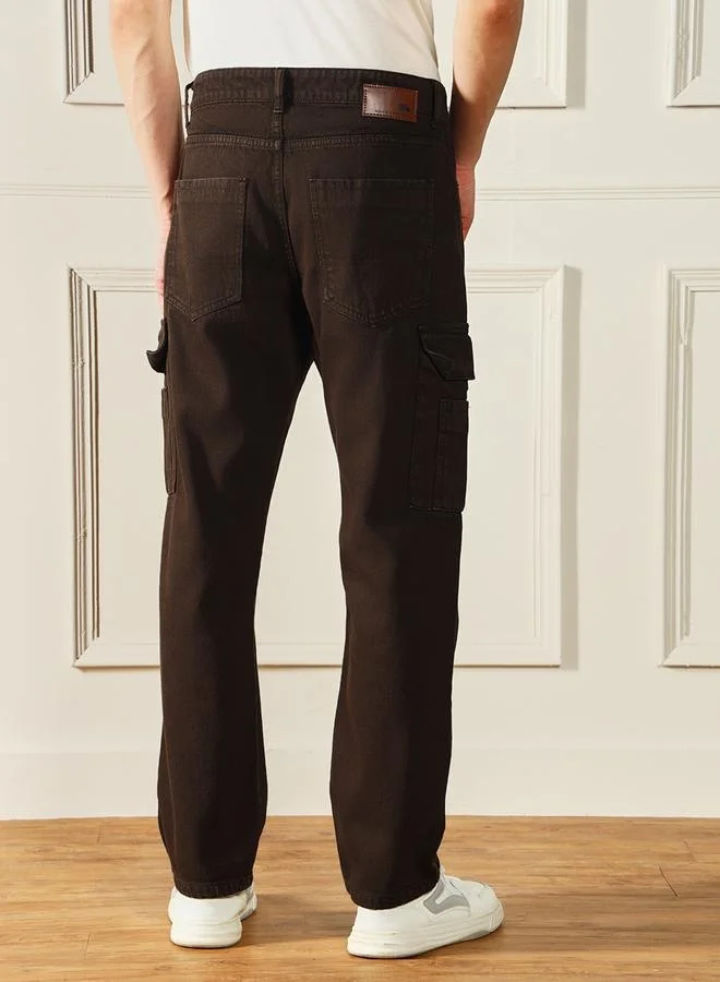 Dennis Lingo Men's Brown Relaxed Fit Jeans - Effortless Style and Comfort