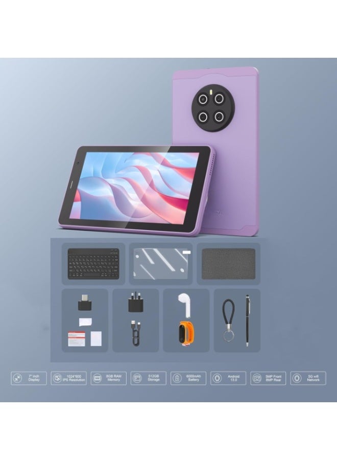 REBENUO CM518 Pro 7" Smart Tablet , Android 13 Kids Computer Tab with Wiresless Keyboard and Protective Cover, Single SIM 5G LTE Wifi, Zoom & Tiktok Supported (Golden) - Image 3