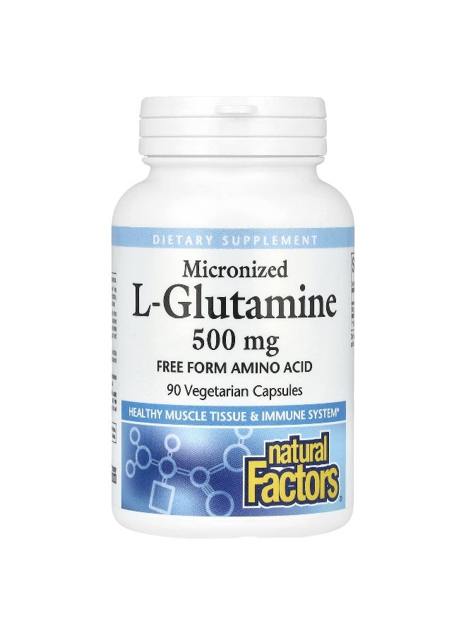 natural Factors Natural Factors, Micronized L-Glutamine, 500 mg, 90 Vegetarian Capsules  - Image 1
