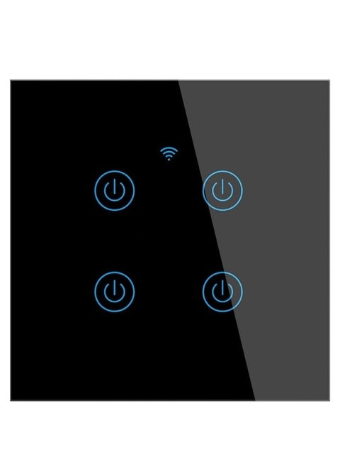 Wi-Fi Zigbee Smart Wireless Touch Switches No Neutral Wire Required Compatible with Alexa and Google Home APP Remote Control Touch Switch Voice Control No Hub Required (4 Gang Black)