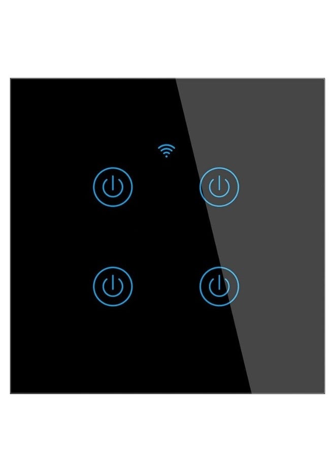 Doogee Wi-Fi Zigbee Smart Wireless Touch Switches No Neutral Wire Required Compatible with Alexa and Google Home APP Remote Control Touch Switch Voice Control No Hub Required (4 Gang Black)  - Image 1
