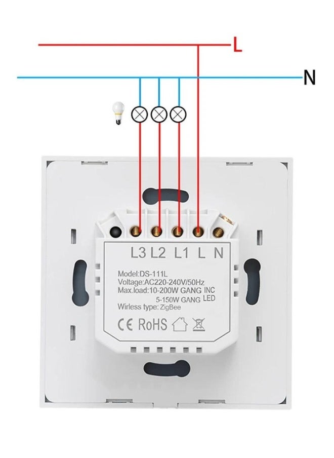 Wi-Fi Zigbee Smart Wireless Touch Switches No Neutral Wire Required Compatible with Alexa and Google Home APP Remote Control Touch Switch Voice Control No Hub Required (4 Gang Black)