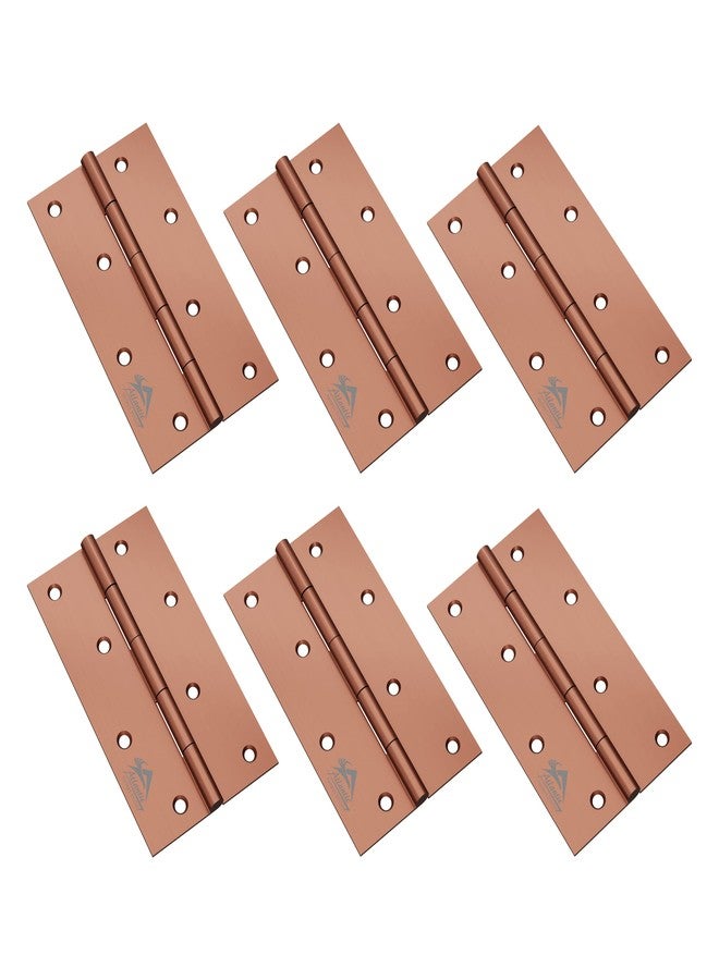 Atlantic Door Butt Hinges 5 Inch x 12 Gauge/2.5 MM Thickness, Premium Stainless Steel Welded Head, Rose Gold Finish, Pack of 6 Pcs - Image 1
