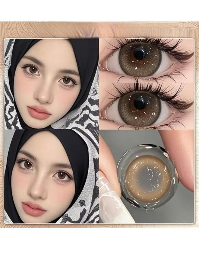 HAVEN Brown Contact Lenses ，Coloured Contacts Lenses，6 Months Disposable Contact Lenses come with a contact lens companion case and contact lens care solution  - Image 1