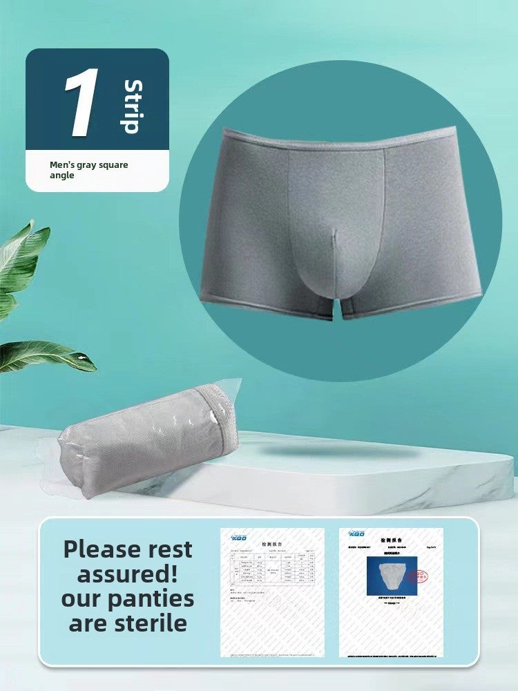 Generic Disposable Mens Cotton Briefs for Travel Men's gray flat angle (polyester cotton) 
