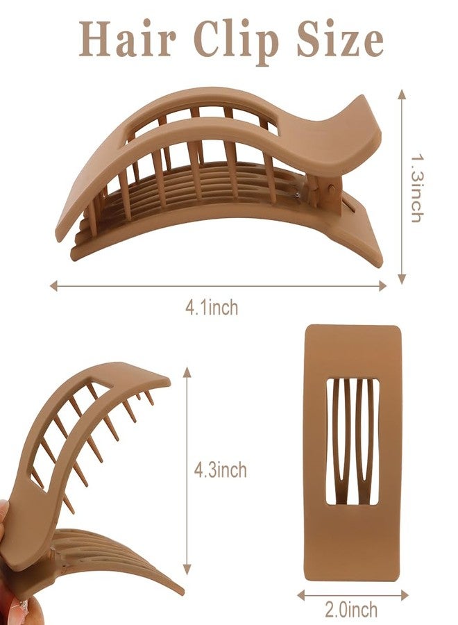 FASOTY Flat Hair Clips for Women Girls, 5Pcs French Large Flat Claw Clips for Thick Hair, Strong Hold Grip No Slip Multicolor Matte - Image 3