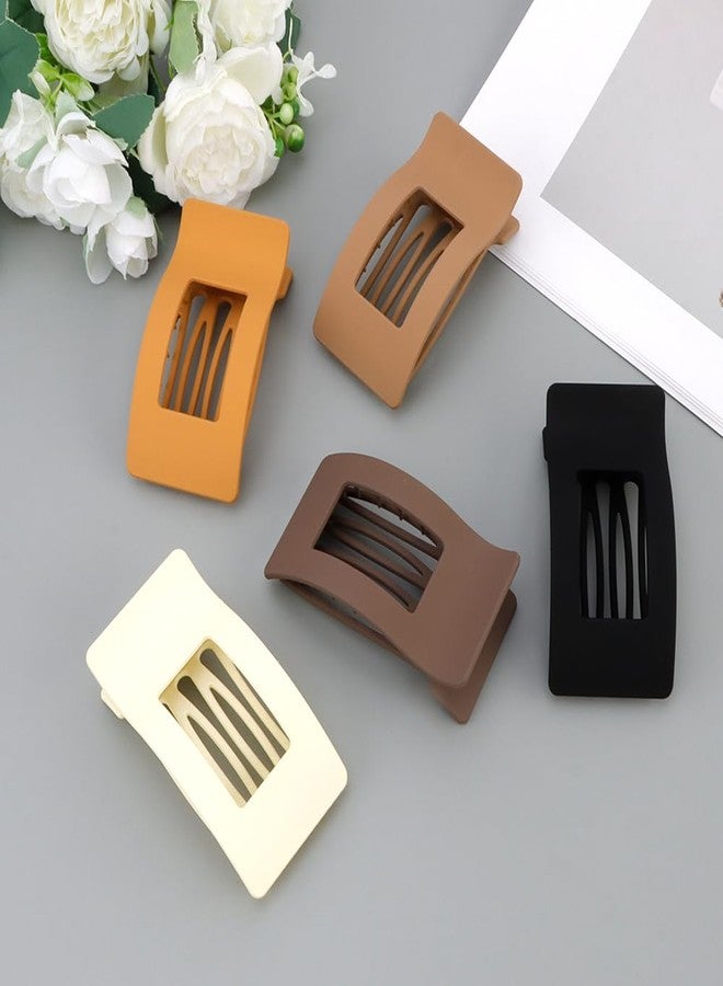 FASOTY Flat Hair Clips for Women Girls, 5Pcs French Large Flat Claw Clips for Thick Hair, Strong Hold Grip No Slip Multicolor Matte - Image 5