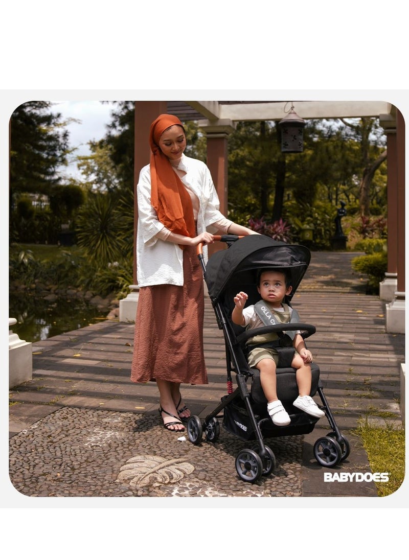 BABYDOES - Olla Cx - Baby Stroller, 5-Point Harness, One-Hand Fold, Shock Absorbing Wheels, Air Travel Cabin, 0-4 Years (Up To 20 Kg) - Black - Image 1