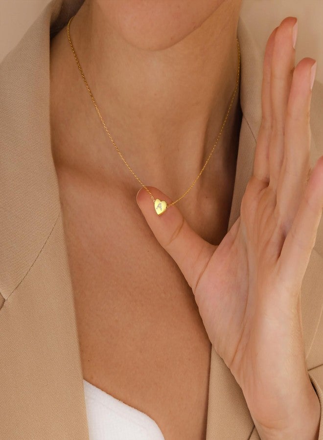 M MOOHAM Initial Necklace for Teen Girls, Dainty 14K Gold Plated Letter A Initial Heart Necklace for Women Girl, Mothers Day Birthday Gifts for Daughter Girls - Image 4