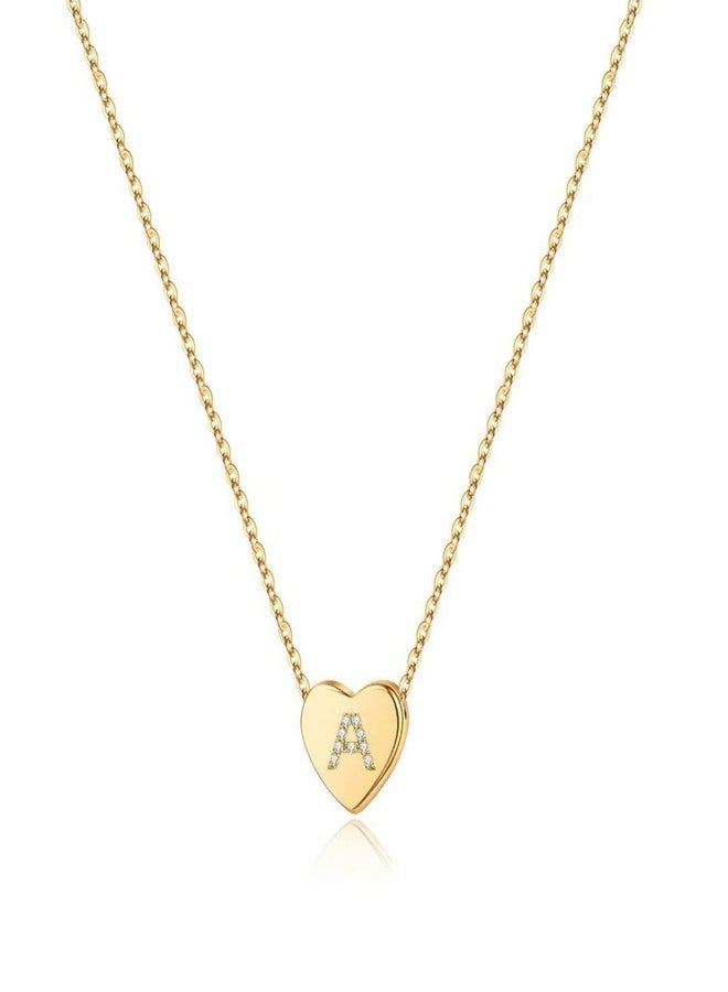 M MOOHAM Initial Necklace for Teen Girls, Dainty 14K Gold Plated Letter A Initial Heart Necklace for Women Girl, Mothers Day Birthday Gifts for Daughter Girls - Image 1