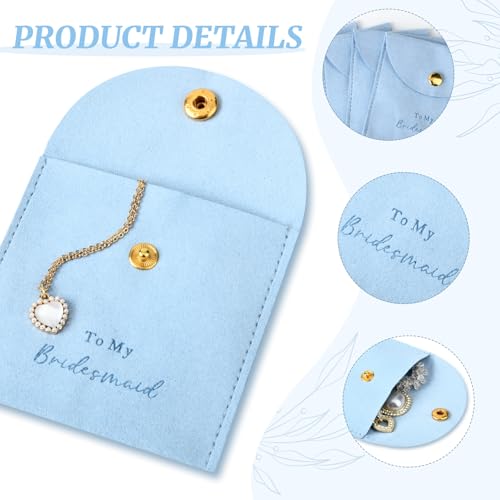 CEELGON Jewelry Bags Bridesmaid Gifts Set of 8 Velvet Small Jewelry Pouch with Button Bracelet Earring Necklace Packaging Bridesmaid Proposal Gift Bags Bridal Party Favors Gifts (Blue) - Image 2
