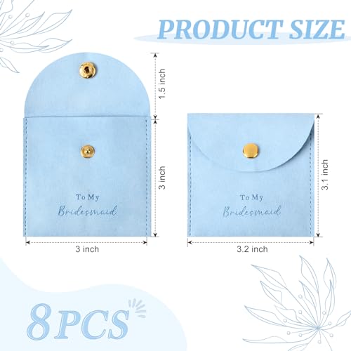 CEELGON Jewelry Bags Bridesmaid Gifts Set of 8 Velvet Small Jewelry Pouch with Button Bracelet Earring Necklace Packaging Bridesmaid Proposal Gift Bags Bridal Party Favors Gifts (Blue) - Image 4