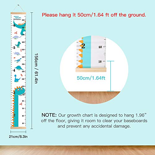 Outivity Growth Chart for Kids, Height Chart for Kids/Boys/Girls/Baby, Canvas & Wooden, Removable Growth Height Chart, Christmas Wall Room Decor -Dinosaur - Image 4