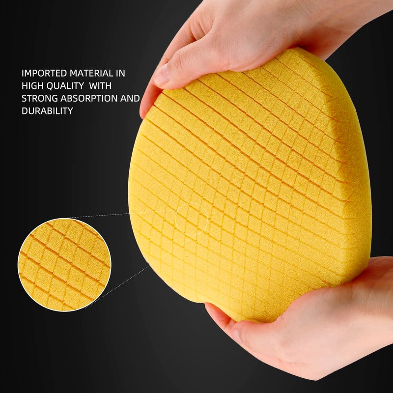 SPTA Yellow T80 High-Cut Foam Polishing Pads, SPTA 3Pcs 6.5 Inch Face for 6 Inch 150mm Backing Plate Compound Buffing Sponge Pads for Car Buffer Polisher Compounding, Polishing and Waxing -X00224Y6B3 - Image 4