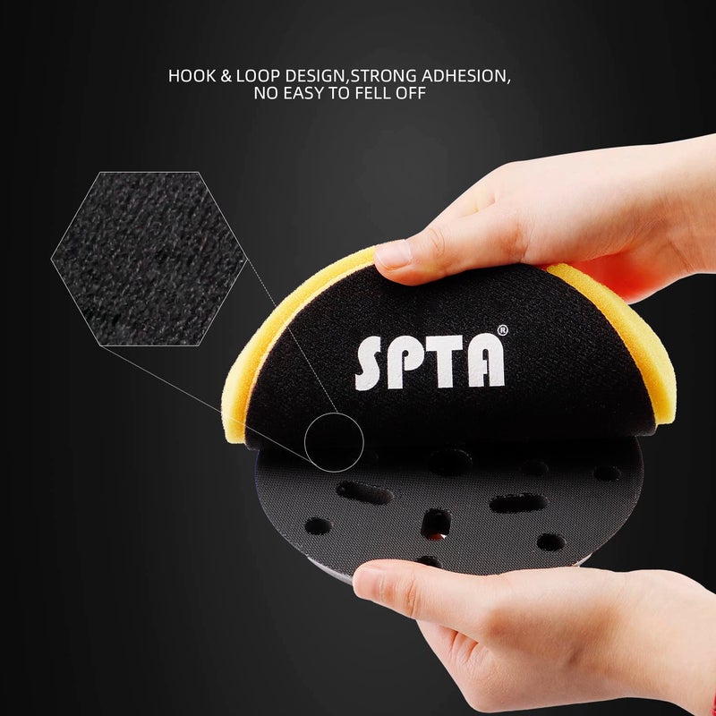 SPTA Yellow T80 High-Cut Foam Polishing Pads, SPTA 3Pcs 6.5 Inch Face for 6 Inch 150mm Backing Plate Compound Buffing Sponge Pads for Car Buffer Polisher Compounding, Polishing and Waxing -X00224Y6B3 - Image 5