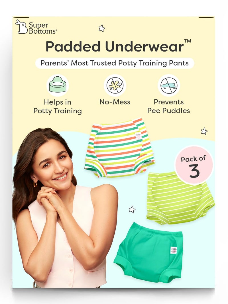 superbottoms Unisex Padded Underwear|for Potty Training & Mess-Free Diaper-Free time|Prevents Pee Puddles|3 Layers of Premium Cotton Padding (No Sponge)|Pull-up Style Potty Trainers (Pack of 3) - Image 1