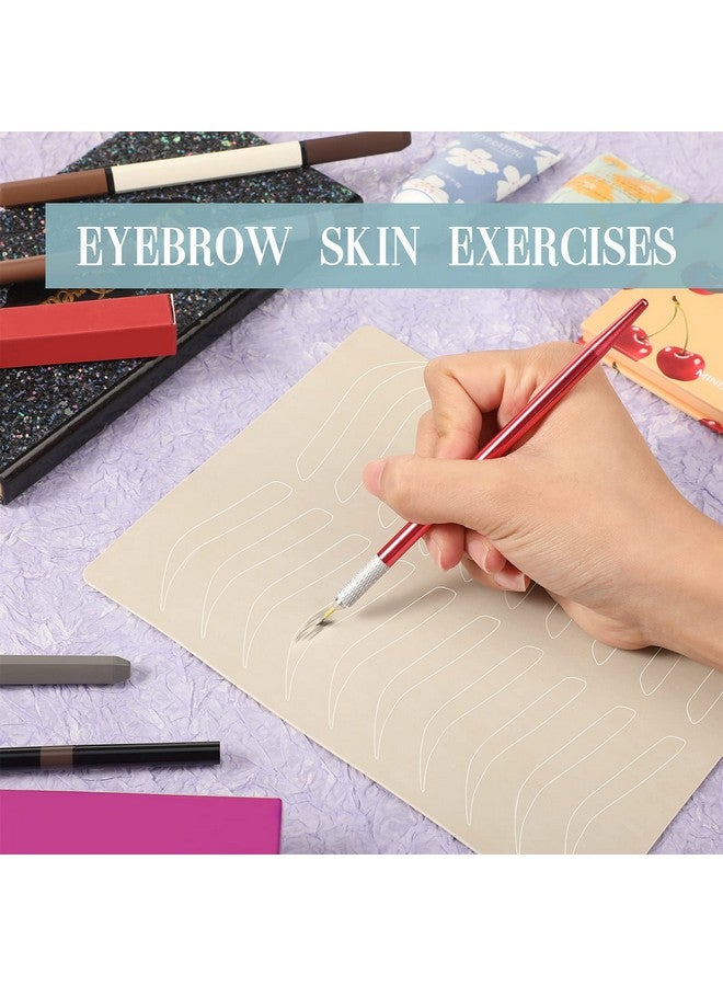 Leelosp 24 Pieces Microblading Practice Skin Double Sided Microblading Supplies Microblading No Ink Practice Skin Makeup Silicone Skins Practice Brow Practice Sheet(White, Regular Style)  - Image 4