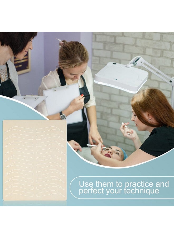 Leelosp 24 Pieces Microblading Practice Skin Double Sided Microblading Supplies Microblading No Ink Practice Skin Makeup Silicone Skins Practice Brow Practice Sheet(White, Regular Style)  - Image 2