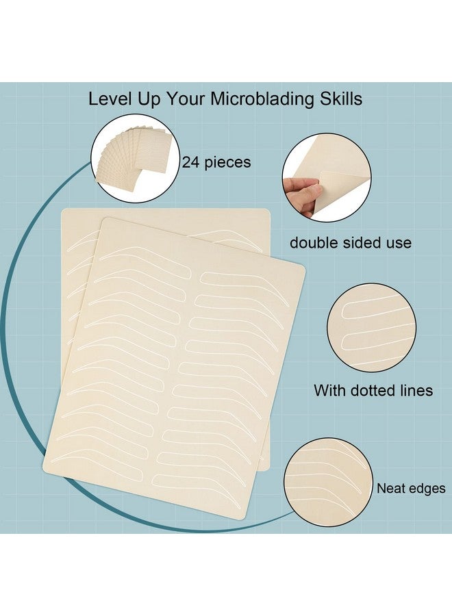 Leelosp 24 Pieces Microblading Practice Skin Double Sided Microblading Supplies Microblading No Ink Practice Skin Makeup Silicone Skins Practice Brow Practice Sheet(White, Regular Style)  - Image 5