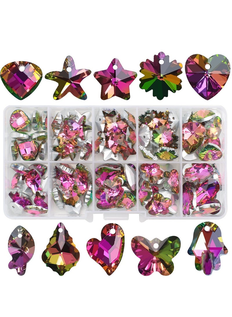 MissTiara 100pcs 10 types of Crystal Glass pendant Kit For Jewelry Bracelet Necklace And Art Craft  Include Butterfly Seashell starfish Ice flower etc. - Image 2