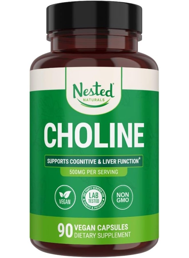 Nested Naturals Choline Bitartrate 500mg Vegan & Non-GMO Prenatal Supplement - Image 1