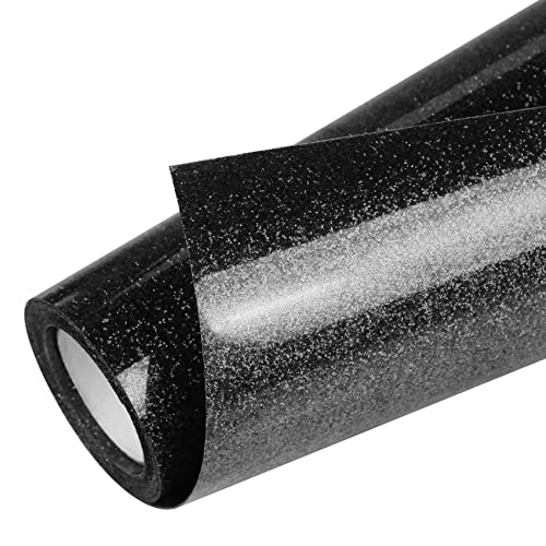 TORC Black Glitter HTV Heat Transfer Vinyl Roll 12 inch x 5 ft Iron on Vinyl for T Shirts Crafts - Image 1