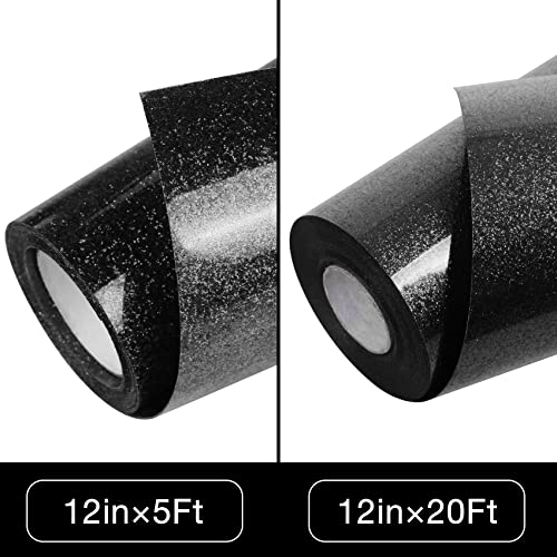 TORC Black Glitter HTV Heat Transfer Vinyl Roll 12 inch x 5 ft Iron on Vinyl for T Shirts Crafts - Image 3