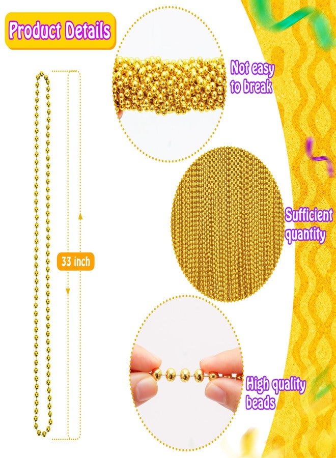 Garma 144Pcs Mardi Gras Beads Bulk, Metallic Gold Bead Necklace 33Inch 7mm Mardi Gras Party Beaded Necklaces for Mardi Gras Party Costume Festival Parade Party Favors - Image 3