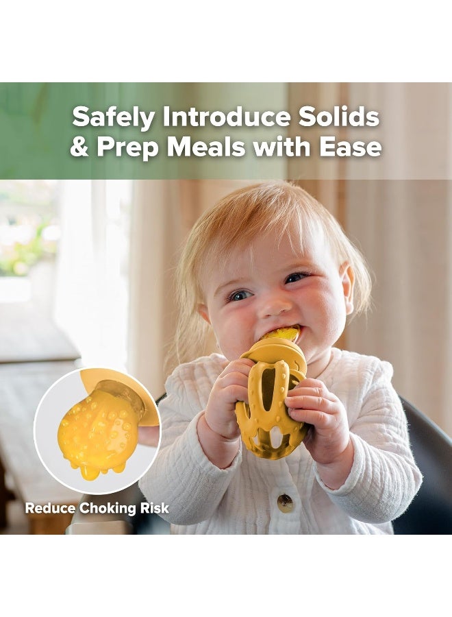 haakaa Octopus Freeze-N-Feed Mini Combo - Mustard Feeder + Pea Green Tray - Image 2