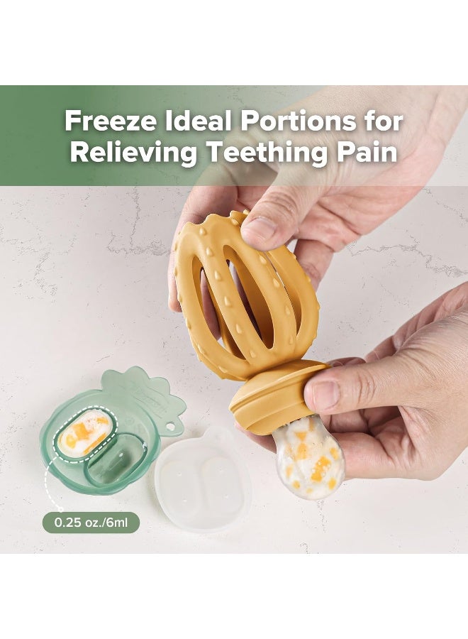 haakaa Octopus Freeze-N-Feed Mini Combo - Mustard Feeder + Pea Green Tray - Image 5