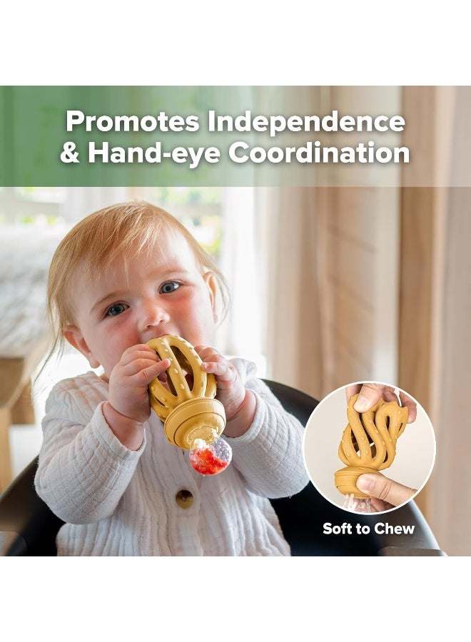 haakaa Octopus Freeze-N-Feed Mini Combo - Mustard Feeder + Pea Green Tray - Image 3