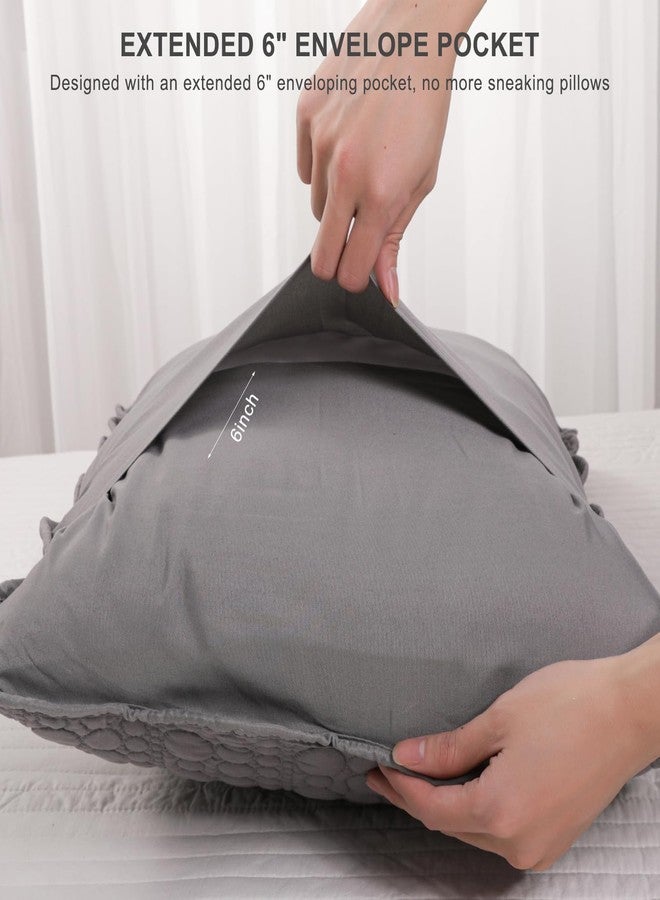 BOSOWOS طقم أغطية وسائد بوسووس قياسي مكون من قطعتين، فائق النعومة وجيد التهوية، مقاس 20 × 26 بوصة، مبطن، بإغلاق ظرفي للنوم، رمادي، صغير، دائري، قياسي، عبوة من قطعتين - Image 4