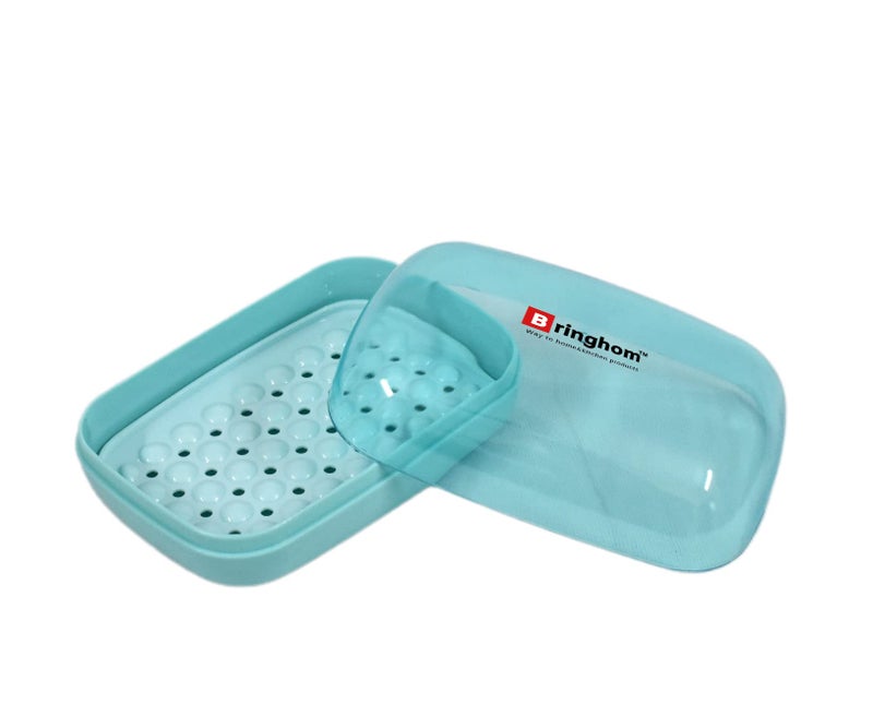 Bringhom Soap Case Holder Box with Transparent Lid and Strainer Tray for Home, Kitchen, Bathroom, Washbasin (Assorted Colour, Plastic) (2) - Image 5