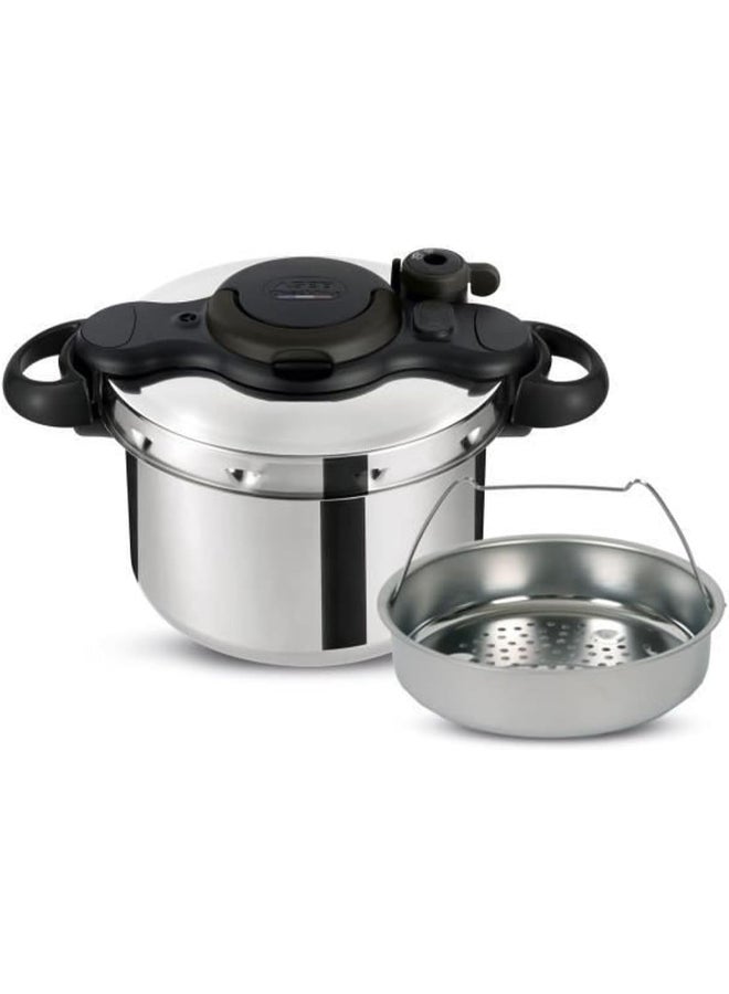 T-Fal 6L Pressure Cooker Stainless Steel, Induction, Safety 5 Points, Made in France, ClipsoMinut' Easy - Image 1