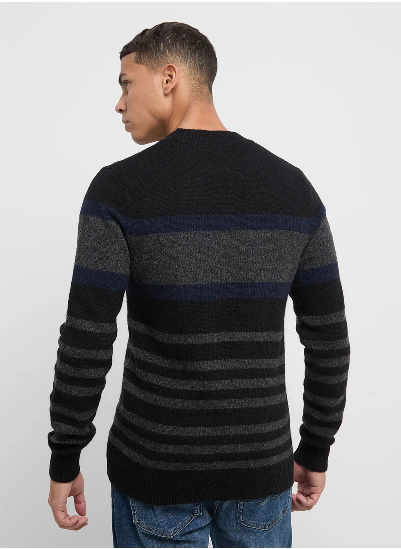 سيليكتد اوم Slhjoe Stripe Crew Neck Sweater