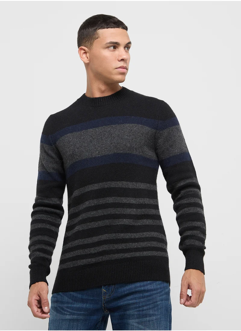 سيليكتد اوم Slhjoe Stripe Crew Neck Sweater