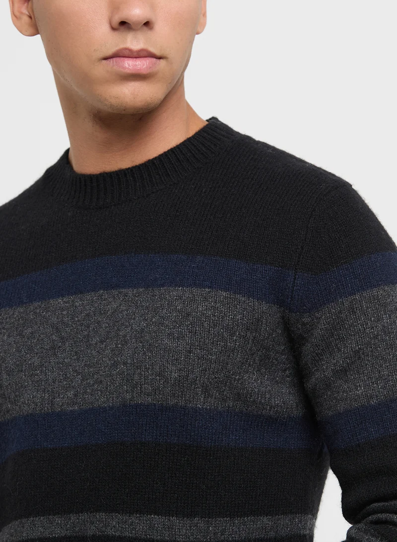 سيليكتد اوم Slhjoe Stripe Crew Neck Sweater
