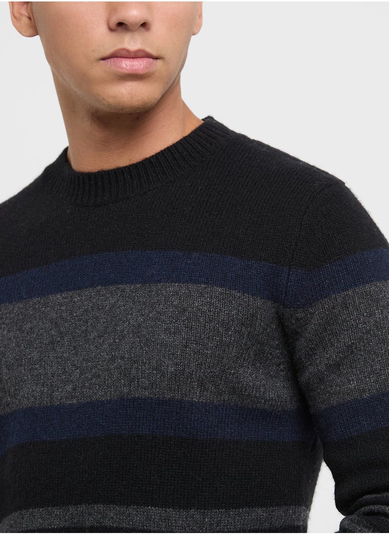 Selected Homme - Slhjoe Stripe Crew Neck Sweater - Image 1