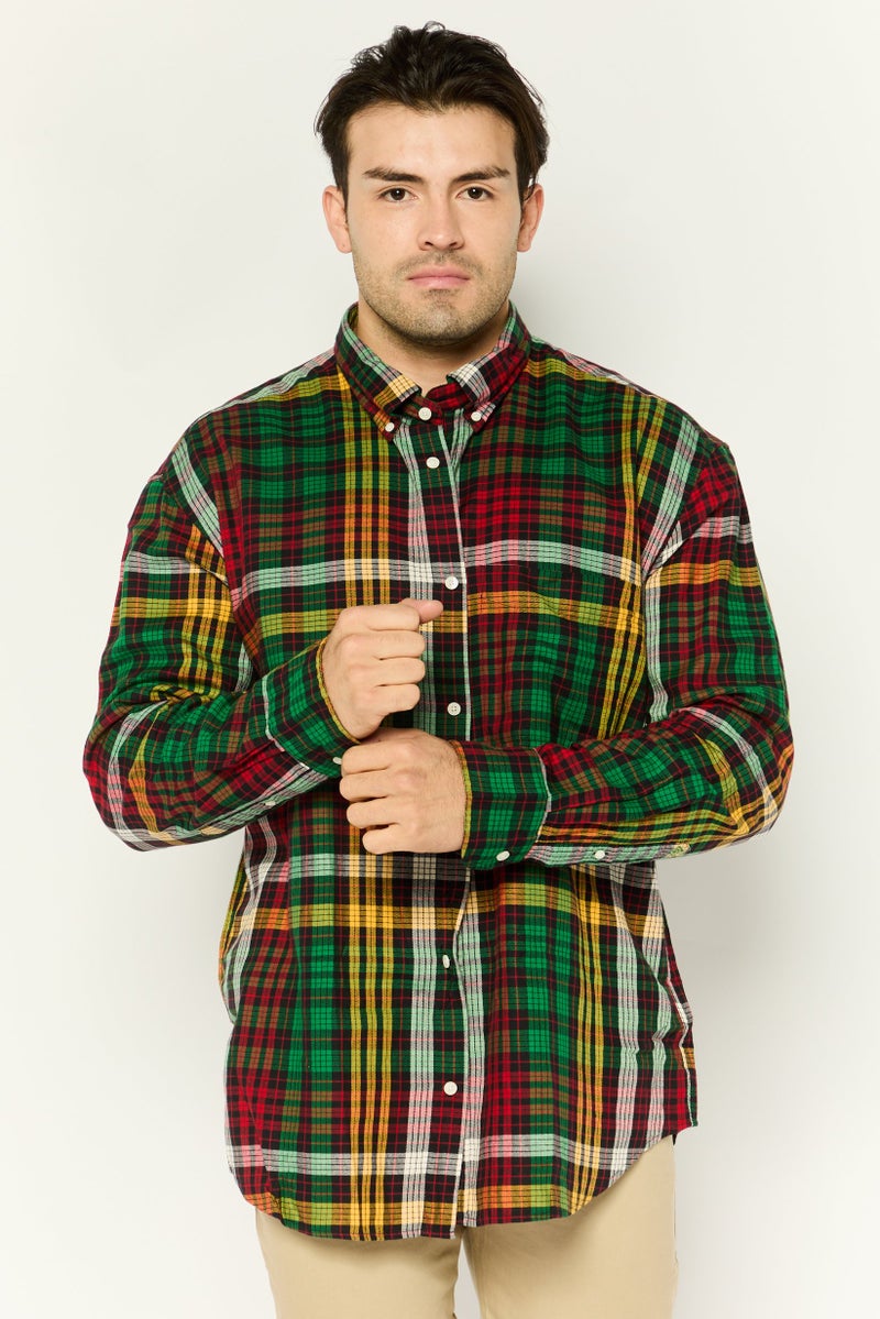 GANT Men Relaxed Fit Plaid Long Sleeves Casual Shirt, Multicolor - Image 1