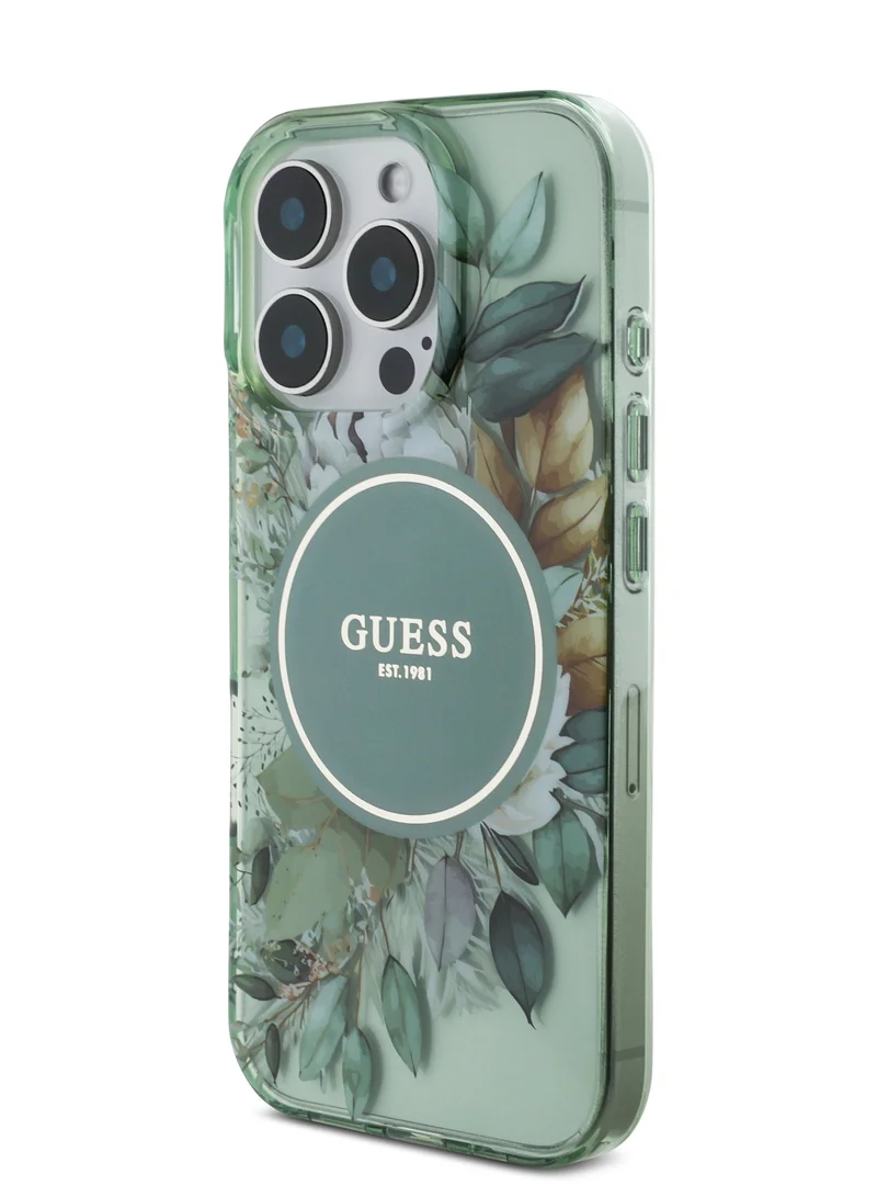 جس جراب Magsafe لهاتف iPhone 16 Pro IML Flower Cover مع حزام معصم من اللؤلؤ / حماية من السقوط / تصميم نحيف / قبضة مريحة - أخضر