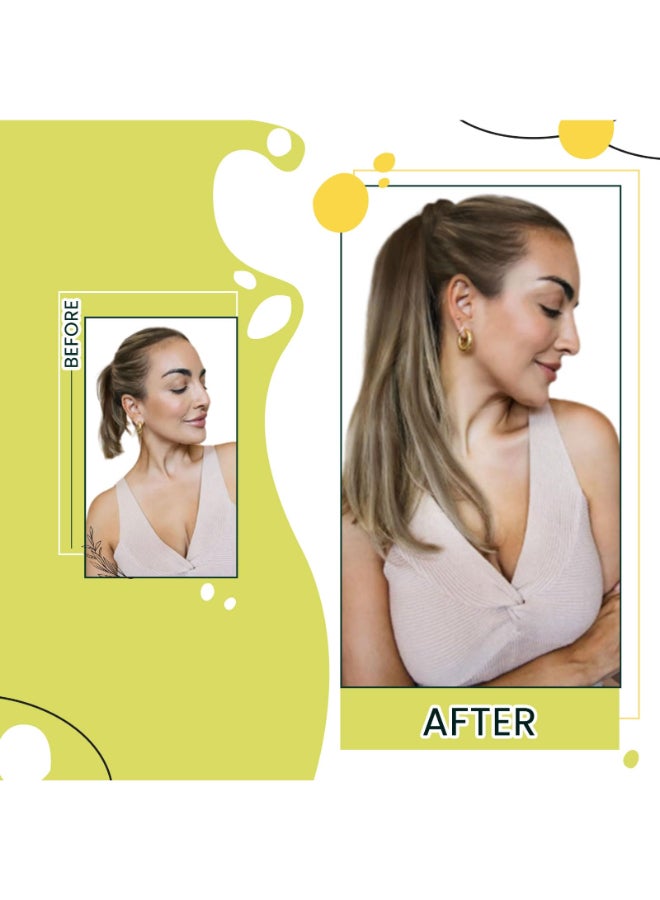 RUNATURE Real Hair Ponytail Extension Long Human Hair Ponytail for Women Straight Remy Natural Ponytail Extension Add Length 20 Inch 80g 4274 Balayage Brown to Strawberry Blonde - Image 4